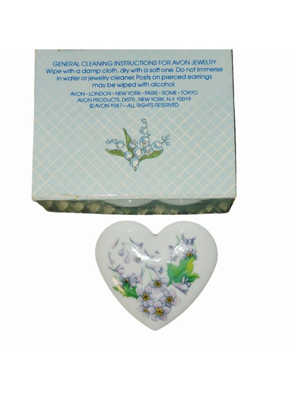 Avon Birthday Bouquet Pin Brooch 1987 July Larkspur Heart Shaped Collectible - Picture 4 of 8